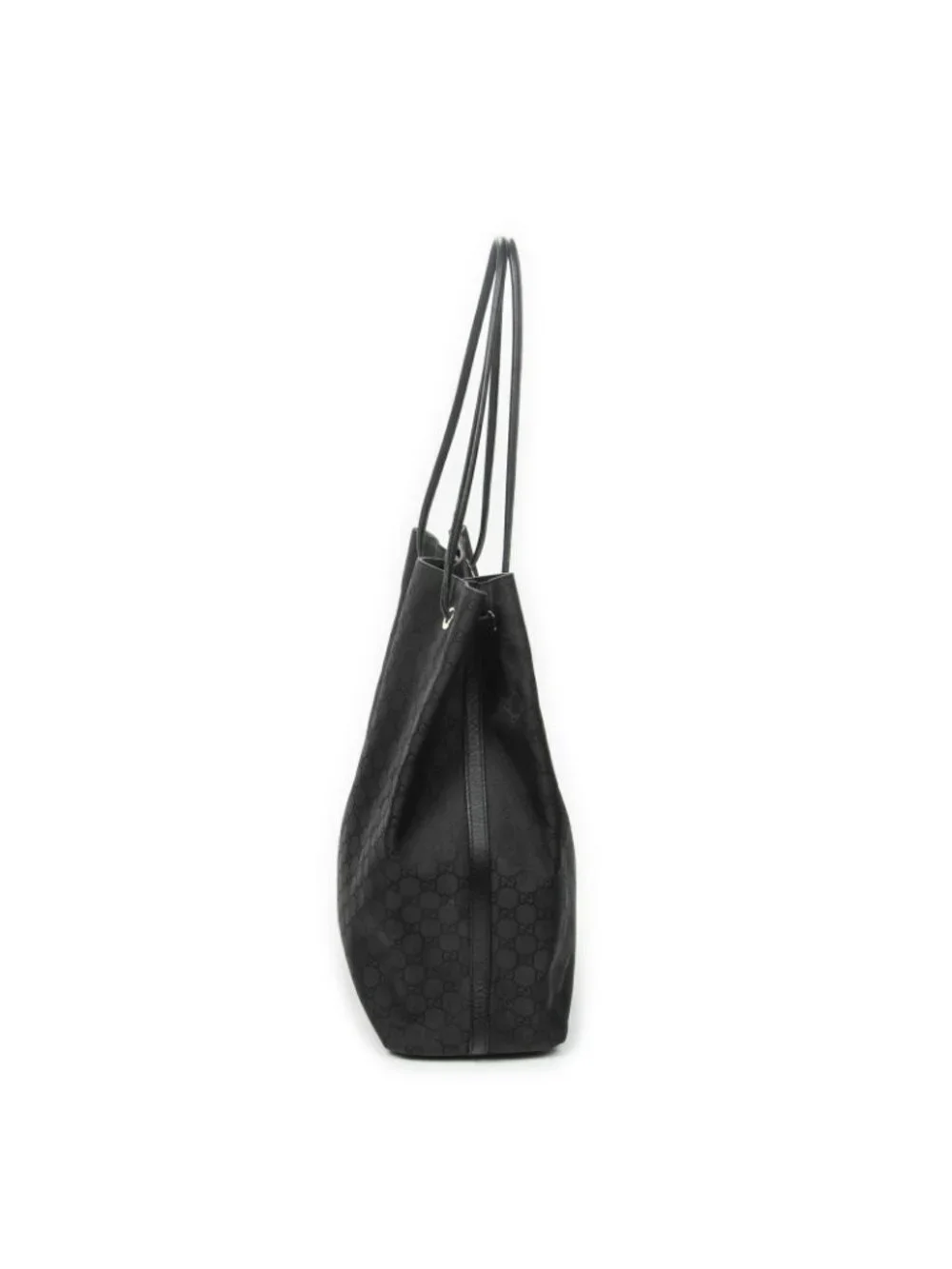 Gucci Drawstring Vertical Tote Black GG Nylon Canvas